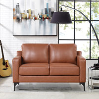 Turner 55.5" Square Arm Faux Leather Loveseat by Serta