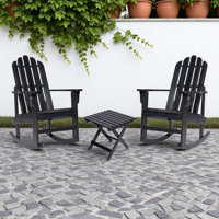 Brently Wood Adirondack Rocking Chair and Table Set by Rosecliff Heights