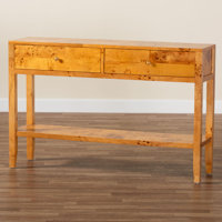 Dusten Modern And Contemporary Natural Light Mappa Burl Wood 2-Drawer Console Table by Millwood Pines