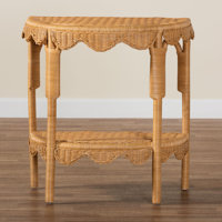 Bali & Pari Paisley Coastal Scallop Light Honey Rattan Console Table by Bayou Breeze