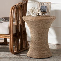 Bali & Pari Cady Japandi Natural Seagrass Side Table by Beachcrest Home