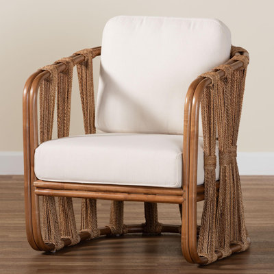 Bali & Pari Westham Bohemian Natural Rattan And Seagrass Arm Chair by Bayou Breeze
