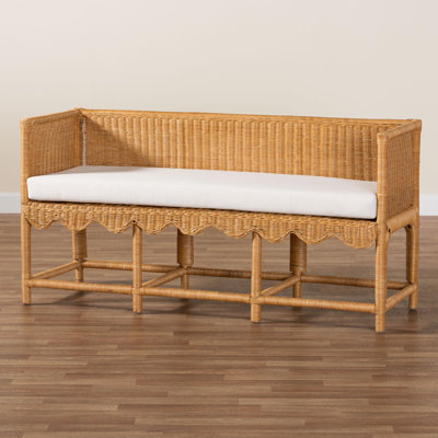 Bali & Pari Seranay Bohemian Scallop Rattan Accent Bench by Bayou Breeze