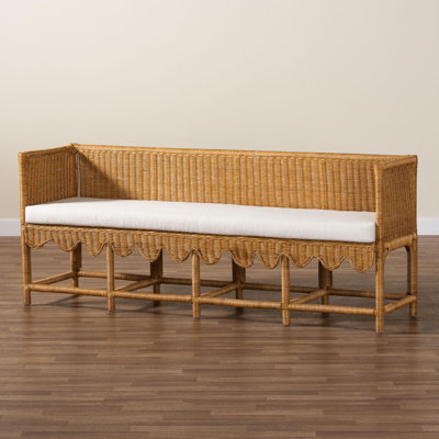 Bali & Pari Seranay Bohemian Scallop Rattan Accent Bench by Bayou Breeze