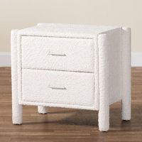 Hazeleen Baxton Studio Laria Modern White Teddy-Bear Fabric 2-Drawer Nightstand by Brayden Studio