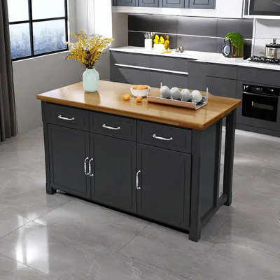 62.99" Solid Wood Kitchen Island by Artistic Soul XKX Premium Furniture