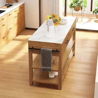 62.99" Solid Wood Kitchen Island with Ample Storage and Classic Design by Artistic Soul XKX Premium Furniture