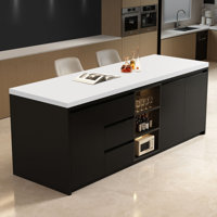 94.49-Inch Kitchen Island with Marble Surface by Artistic Soul XKX Premium Furniture