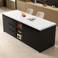 94.49-Inch Kitchen Island with Marble Surface by Artistic Soul XKX Premium Furniture