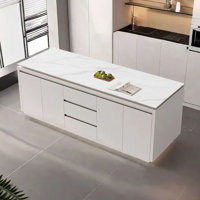 94.49-Inch Kitchen Island with Marble Countertop and Spacious Storage by Artistic Soul XKX Premium Furniture