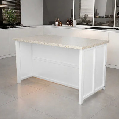 59.06-Inch Kitchen Island with Marble Countertop and Ample Storage by Artistic Soul XKX Premium Furniture