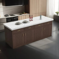86.61" Kitchen Island with Marble Top, Drawer Storage, and Cabinet by Artistic Soul XKX Premium Furniture