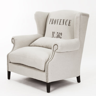 40" Wide Linen Wingback Chair by Zentique
