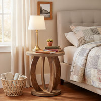 19.69" Round Wood Nightstand, Farmhouse Bedside Table For Bedroom by XDYZ