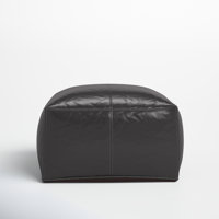 Emily 22" Genuine Leather Square Pouf Ottoman