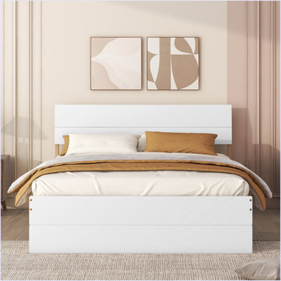Modern Full Bed Frame With Twin Size Trundle And 2 Drawers by Latitude Run