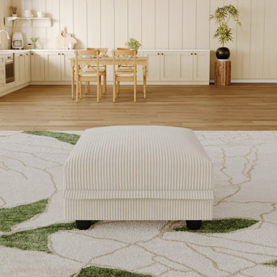 Beige Corduroy  Fabric Storage Ottoman Beige by Dreamdashio