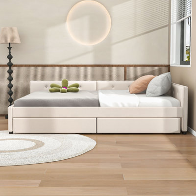 Two Drawers Upholstered Daybeds with USB by YUNMA