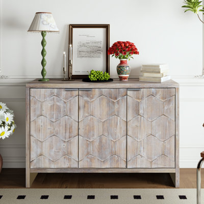 Accent Cabinet Farmhouse Style 3 Door Wooden Cabinet Sideboard Buffet Server Cabinet Storage Cabinet, For Living Room, Entryway, Hallway, Office, Kitc by YOPENG
