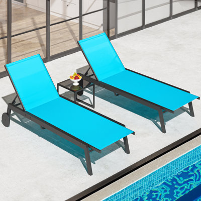 65.3" Long Reclining Double Chaise With Table
