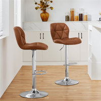 Adjustable Modern PU Leather Swivel Bar Stools with Backrest by Yaheetech