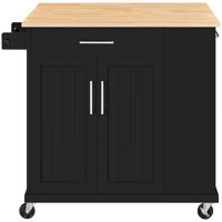 36″ H  Kitchen Island Cart with Solid Wood Top and Storage by Yaheetech