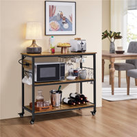 36.5″ H Kitchen Island Cart with Charge Station by Yaheetech