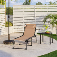 Adjustable Outdoor Folding Tanning Chair Portable Beach Lounger with 5 Back Position by Yaheetech