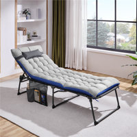 Outdoor Folding Tanning Chair Portable Beach Lounging Bed with Removable Padded Cushion by Yaheetech