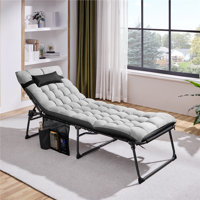 Outdoor Folding Tanning Chair Portable Beach Lounging Bed with Removable Padded Cushion by Yaheetech