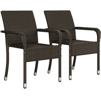 PE Rattan Chair with Armrests & Adjustable Footpads by Yaheetech