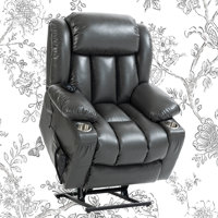 Emalina 41.73" W Lay Flat Massage Recliner, Lift Assist,Dual Motor,Cup Holder by Latitude Run