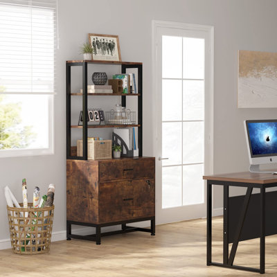 2 Drawer Vertical File Cabinet with Lock and Bookshelf by Yamazaki Home