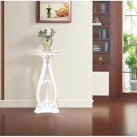 Solid Wood Plant Stand Green Paint Thick Panel by Zhang