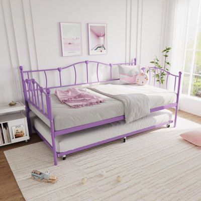 Metal Daybed With Trundle Bed, Twin Size Day Bed With Premium Metal Frame by ZACOO