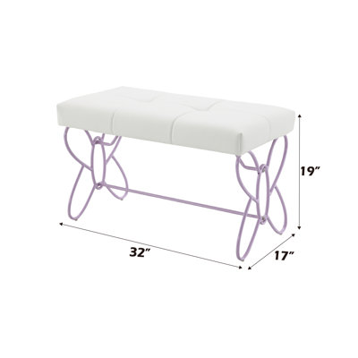 Corringham Transitional Rectangular Kids Bench in White and Light Purple by Zoomie Kids