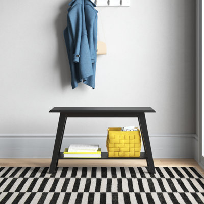 Rutledge Wood Bench with Storage Shelf for Entryway Bathroom Bedroom by Zipcode Design