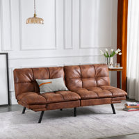 Besharat 71" Full Wide Leather Futon Split Back Convertible Sofa by Wade Logan