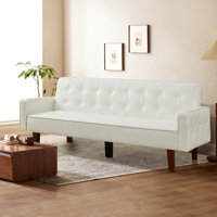 Besharat Futon Sofa Bed, Memory Foam Futon Couch, PU Convertible Space-Saving Sleeper Sofa for Living Room by Wade Logan