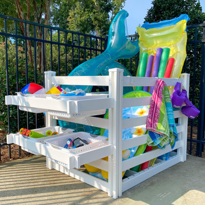 3.1ft H x 5.3ft W x 3ft L (1 Unit) Freestanding Zippity Pool Float Storage Organizer, Vinyl Pool Equipment Enclosure for Outdoor Toy Storage, Outdoor by Zippity Outdoor Products