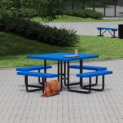 Leisure Craft 46" Square Outdoor Picnic Table with 4 Bench Seats